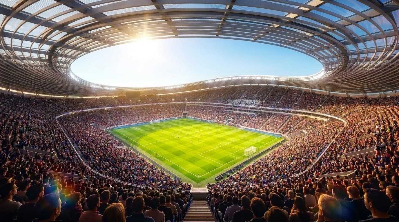Fotball under åpen himmel — taket åpent